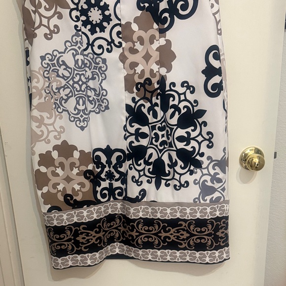 Dressbarn Women's One Shoulder Black and Tan Dress - Picture 5 of 5